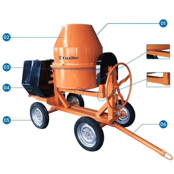 towable concrete mixer structure