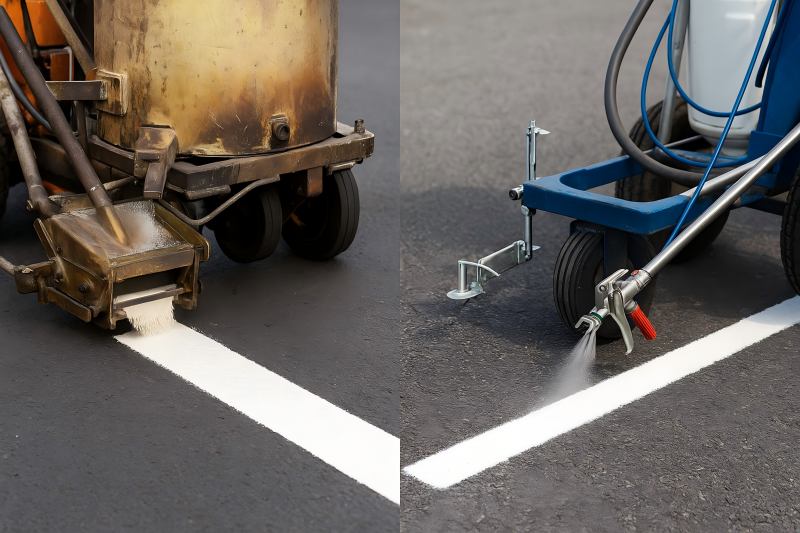 Thermoplastic vs. Cold Paint Marking Machines