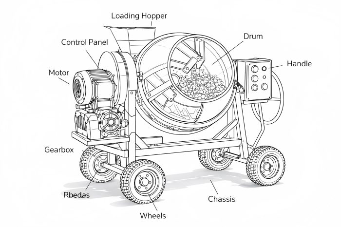 the Component of Portable concrete mixer