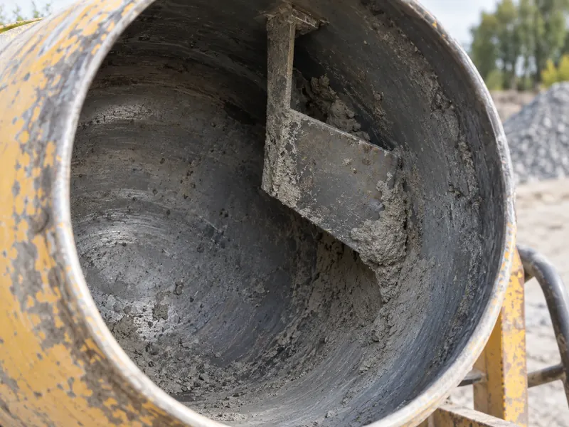 Hardened Concrete Residue Inside Mixer Drum