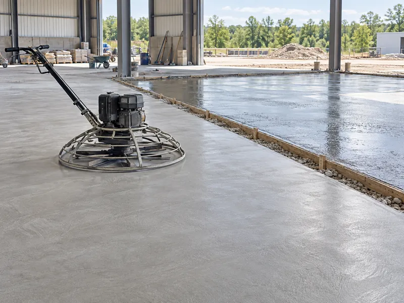 Power Trowel Beside Fresh Concrete