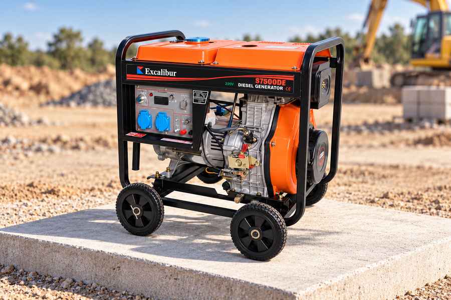 Diesel Generator At Dusty Worksite